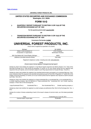Thumbnail UFP Industries
 10-Q Quarterly Report FY 