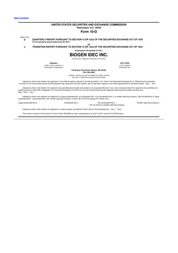 Thumbnail Biogen 10-Q Quarterly Report FY2010 