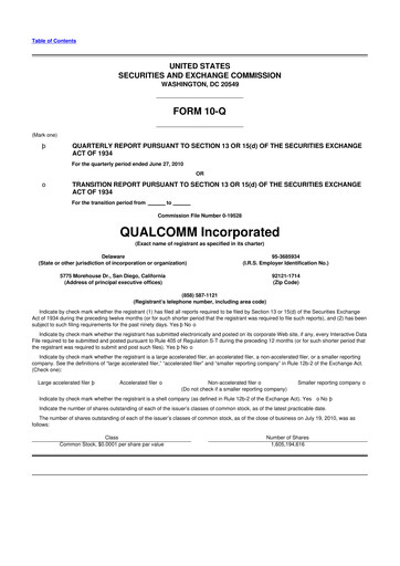 Thumbnail QUALCOMM 10-Q Quarterly Report FY2010 