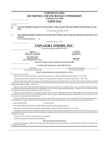 Thumbnail Conagra Brands
 10-K Annual Report 2010