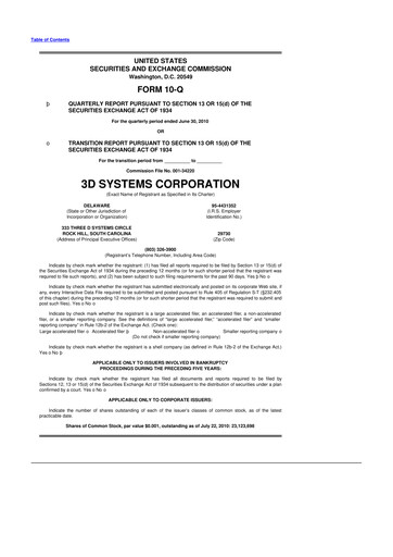 Vorschaubild 3D Systems 10-Q Quartalsbericht  