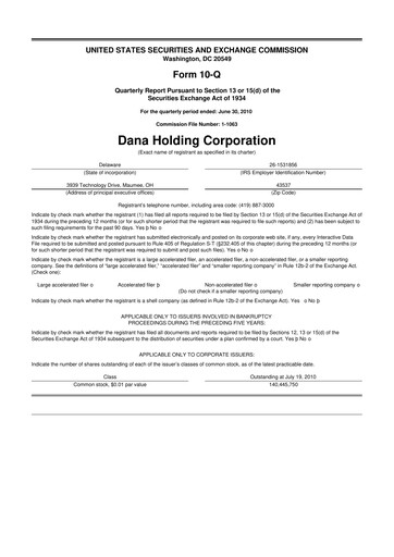 Thumbnail Dana Incorporated 10-Q Quarterly Report FY 