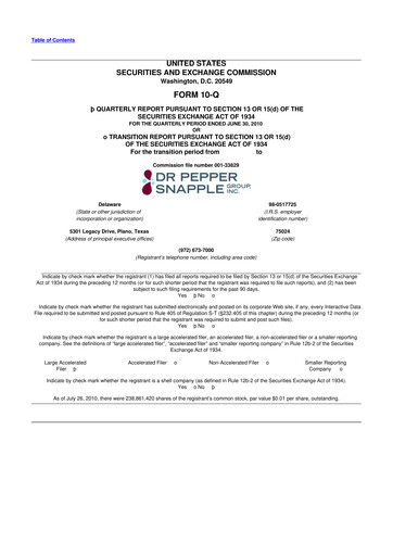 Thumbnail Keurig Dr Pepper 10-Q Quarterly Report FY 