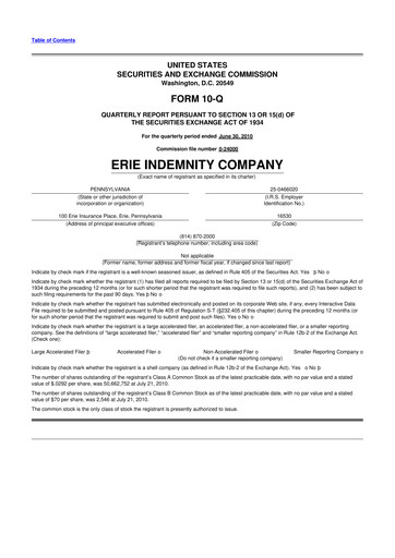 Thumbnail Erie Indemnity 10-Q Quarterly Report FY 