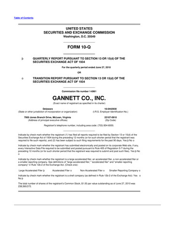 Thumbnail Tegna 10-Q Quarterly Report FY2010 