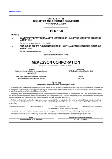 Thumbnail McKesson 10-Q Quarterly Report FY2011 