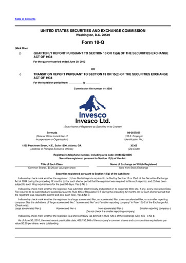 Vorschaubild Invesco
 10-Q Quartalsbericht 2010 