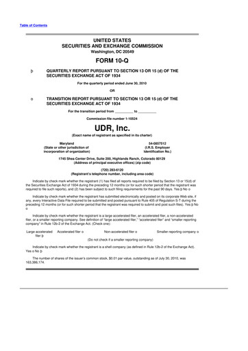 Thumbnail UDR Apartments 10-Q Quarterly Report FY2010 