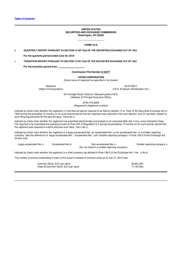 Thumbnail Vicor
 10-Q Quarterly Report FY 