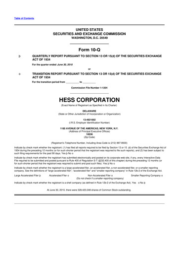 Thumbnail Hess 10-Q Quarterly Report FY2010 
