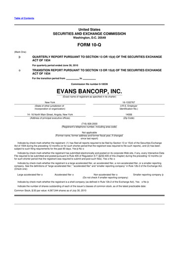Vorschaubild Evans Bancorp 10-Q Quartalsbericht  