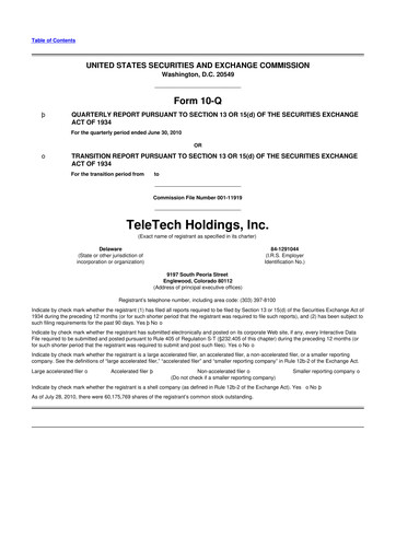 Thumbnail TTEC 10-Q Quarterly Report FY 