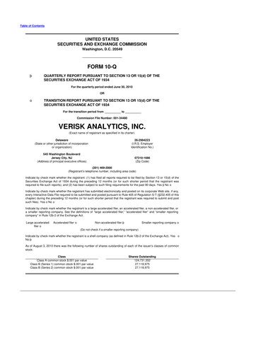 Thumbnail Verisk Analytics 10-Q Quarterly Report FY 