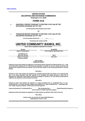 Thumbnail United Community Bank 10-Q Quarterly Report FY 