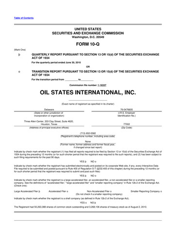 Thumbnail Oil States International
 10-Q Quarterly Report FY 