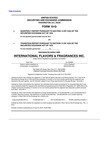 Thumbnail International Flavors & Fragrances
 10-Q Quarterly Report FY2010 