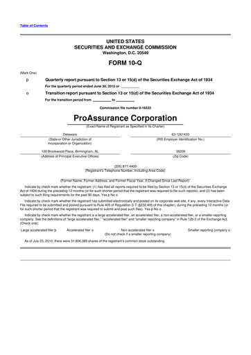 Miniature ProAssurance 10-Q Rapport trimestriel 2010 