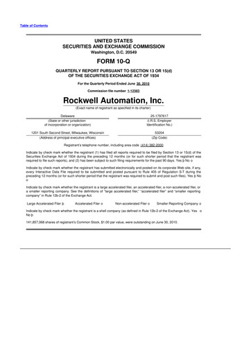 Thumbnail Rockwell Automation
 10-Q Quarterly Report FY2010 