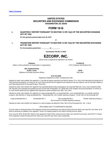 Thumbnail EZCorp 10-Q Quarterly Report FY 