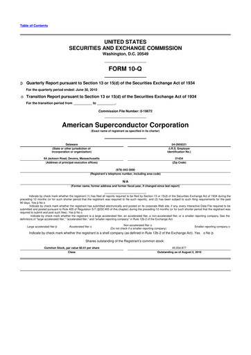 Thumbnail American Superconductor Corporation 10-Q Quarterly Report FY 