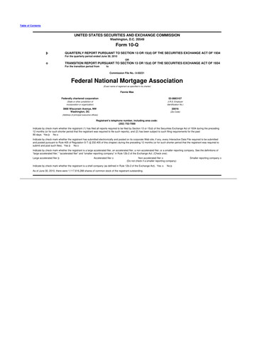 Miniature Fannie Mae
 10-Q Rapport trimestriel 2010 