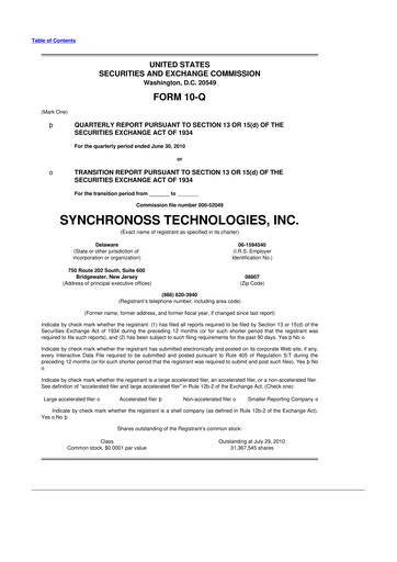 Thumbnail Synchronoss Technologies 10-Q Quarterly Report FY 