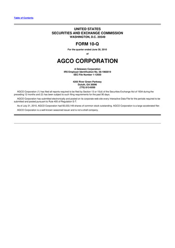 Thumbnail AGCO 10-Q Quarterly Report FY2010 