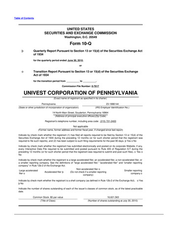 Vorschaubild Univest Financial Corporation 10-Q Quartalsbericht  
