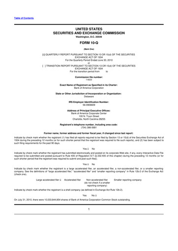 Thumbnail Bank of America  10-Q Quarterly Report FY2010 