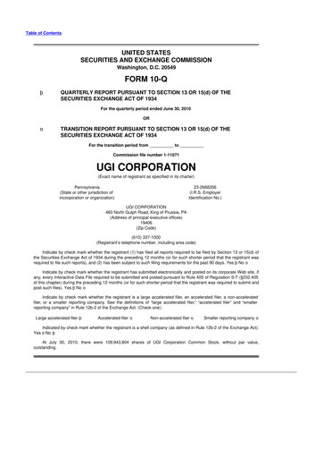 Thumbnail UGI Corporation
 10-Q Quarterly Report FY2010 