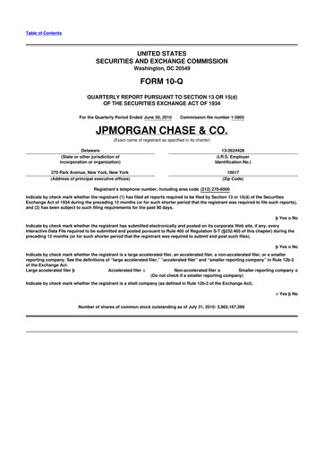 Vorschaubild JPMorgan Chase 10-Q Quartalsbericht 2010 