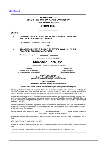 Vorschaubild MercadoLibre 10-Q Quartalsbericht 2010 