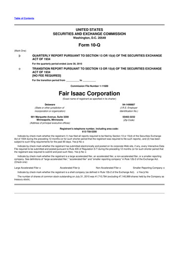 Thumbnail Fair Isaac (FICO) 10-Q Quarterly Report FY2010 