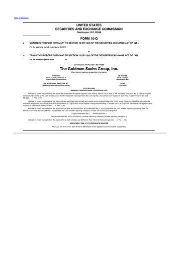 Thumbnail Goldman Sachs 10-Q Quarterly Report FY2010 