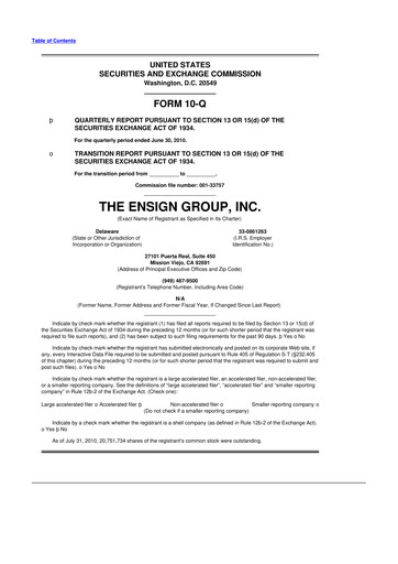 Thumbnail The Ensign Group 10-Q Quarterly Report FY 