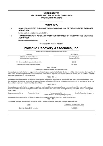 Thumbnail PRA Group
 10-Q Quarterly Report FY2010 
