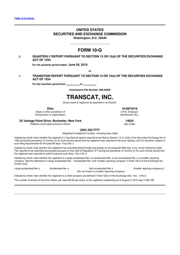 Thumbnail Transcat 10-Q Quarterly Report FY 