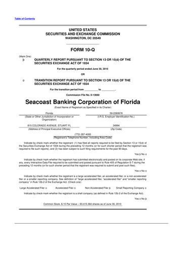 Thumbnail Seacoast Banking 10-Q Quarterly Report FY 