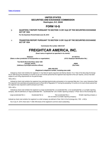 Thumbnail FreightCar America
 10-Q Quarterly Report FY 