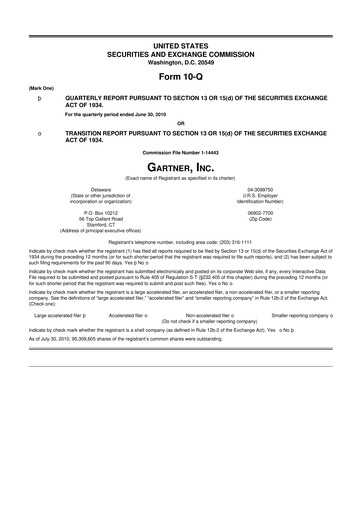 Thumbnail Gartner 10-Q Quarterly Report FY2010 