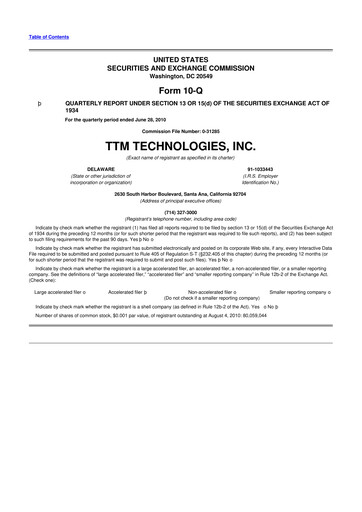 Thumbnail TTM Technologies
 10-Q Quarterly Report FY 