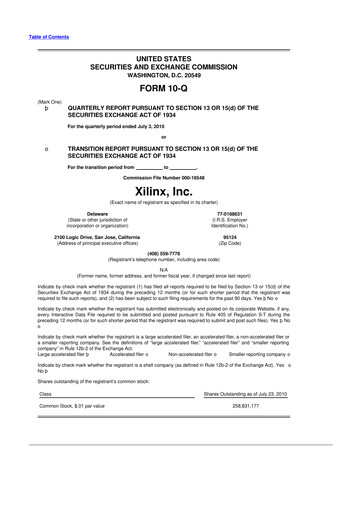 Thumbnail Xilinx 10-Q Quarterly Report FY2011 