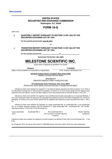 Vorschaubild Milestone Scientific 10-Q Quartalsbericht  