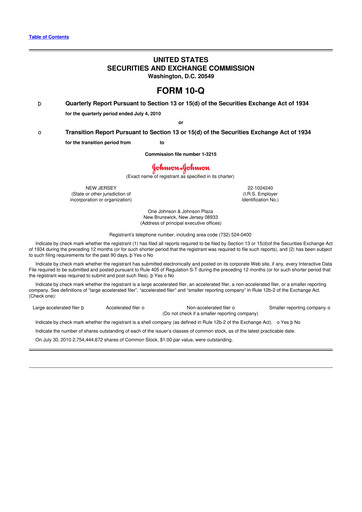 Vorschaubild Johnson & Johnson 10-Q Quartalsbericht 2010 