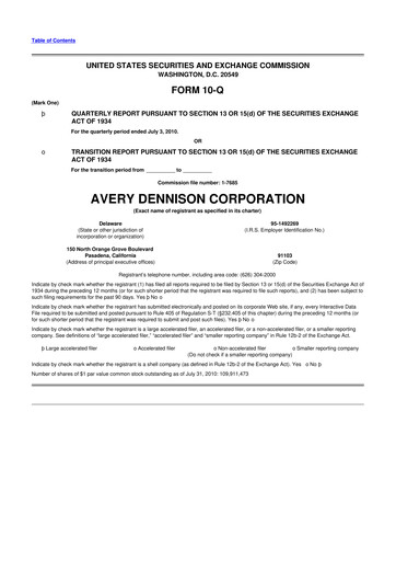 Thumbnail Avery Dennison
 10-Q Quarterly Report FY2011 