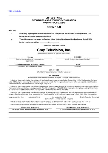 Thumbnail Gray Media
 10-Q Quarterly Report FY 
