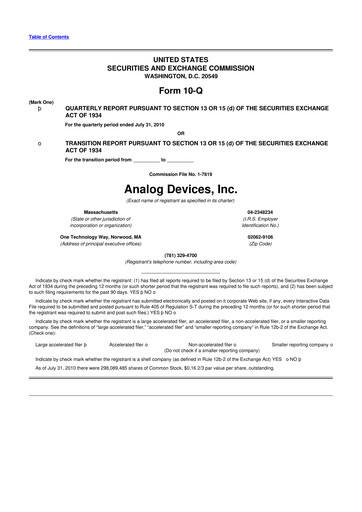 Thumbnail Analog Devices 10-Q Quarterly Report FY2010 