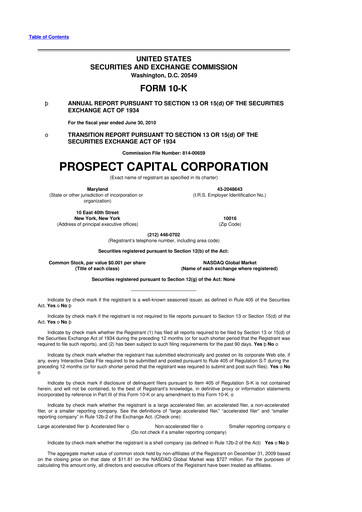 Miniature Prospect Capital 10-K Rapport annuel 