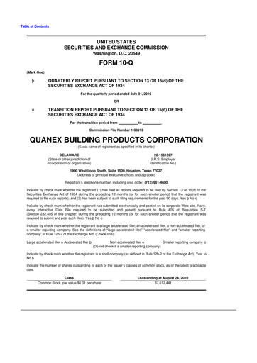 Miniature Quanex Building Products 10-Q Rapport trimestriel  