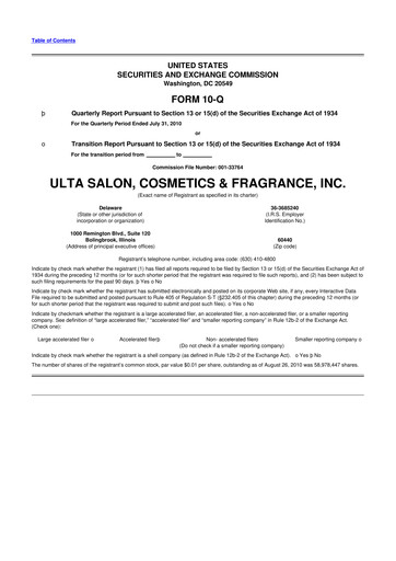 Thumbnail ULTA Beauty
 10-Q Quarterly Report FY 